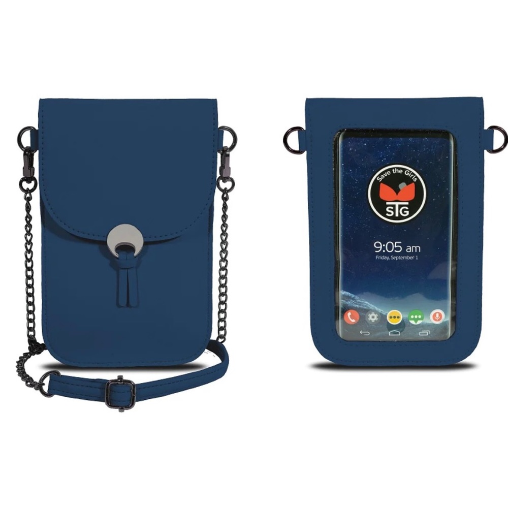 Save The Girls touch screen Crossbody Purse in Navy